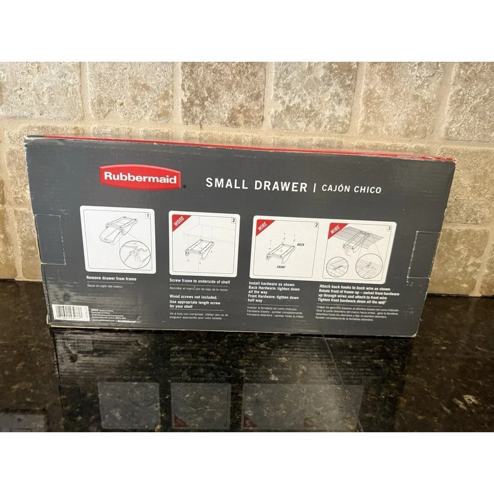 Rubbermaid Small Drawer Under Mount Wood and Wire Shelf 16